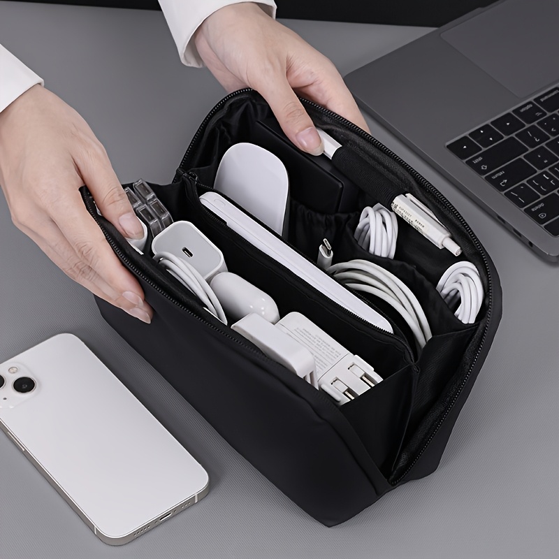Tech Accessories Travel - Compartment Tech Organizer Pouch-Portable Electronics Storage