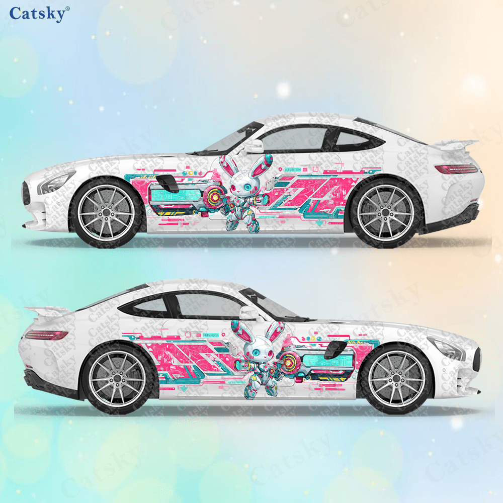 Tech Accessories For Car - 2pcs Cyberpunk Line Tech Bunny Car