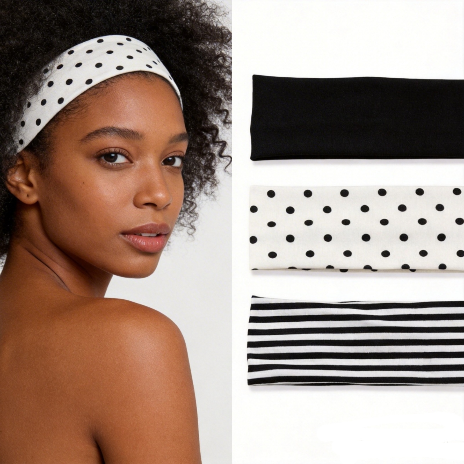 Tech Accessories - 3Pcs Black & White Polka Dot