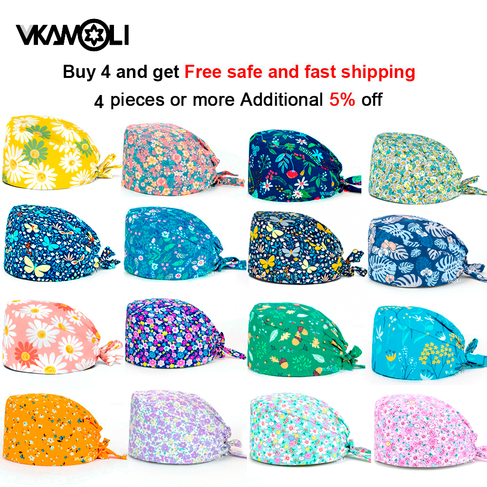 Vet Tech Accessories - women's Cotton scrubs caps weat-absorbent Elastic