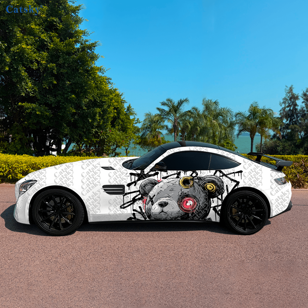 Tech Accessories For Car - Cyberpunk Tech Teddy-Bear Car Side Sticker