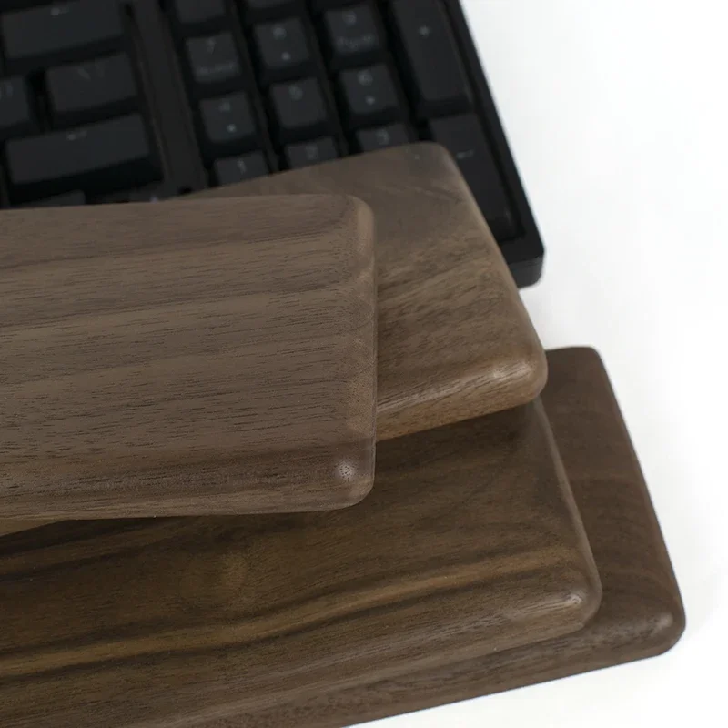 Keyboard Wrist Pad Leather - Black Walnut Palm Rest Custom Soild