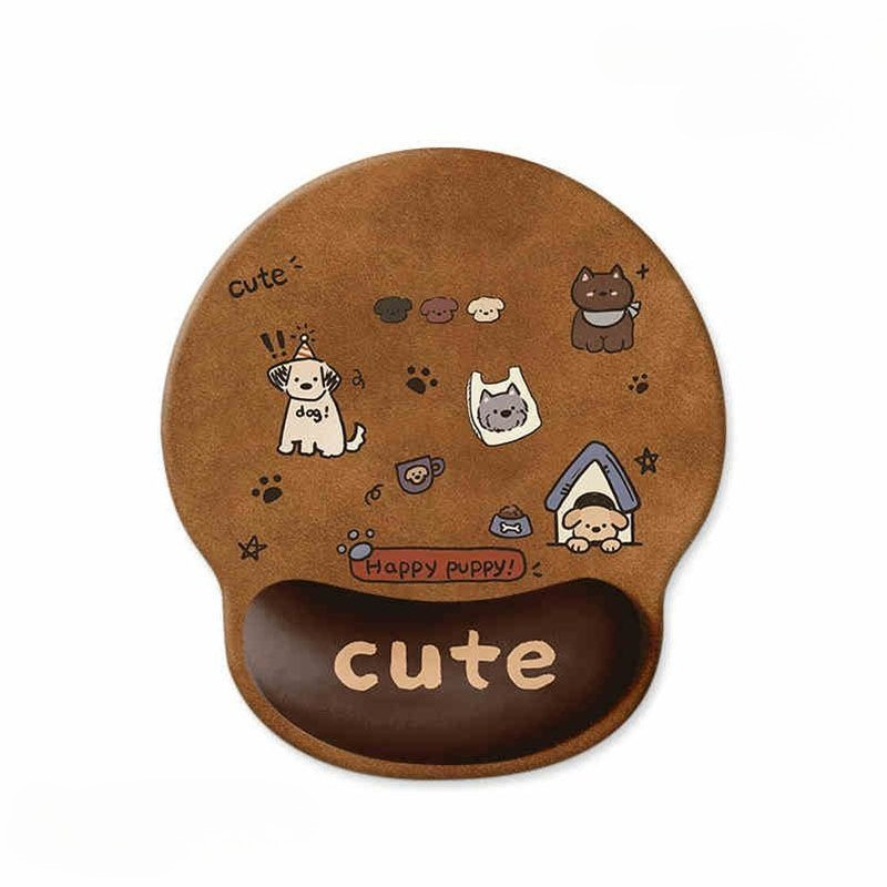 Keyboard Wrist Pad Leather - Cartoon Cute Mouse Pad Puppy Wrist