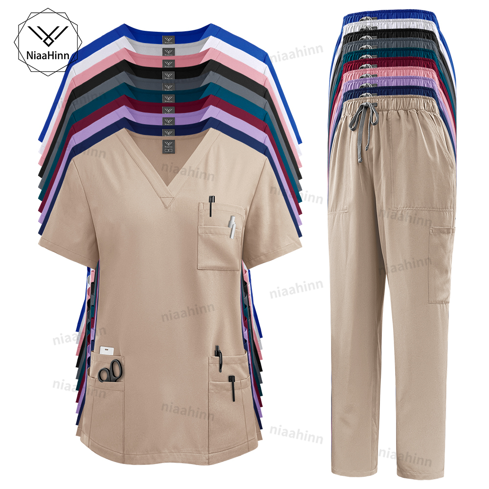 Vet Tech Accessories - Multicolor Scrubs Uniform Women Short Sleeve