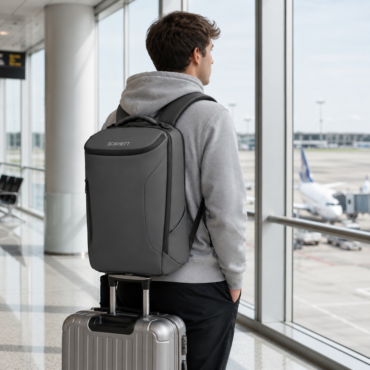 Tech Accessories Travel - 1pc Ergonomic Commute Backpack, Water-Resistant PU