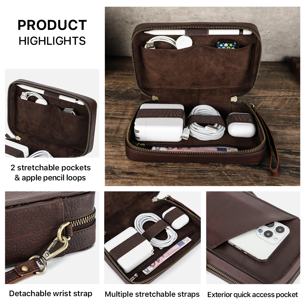 Genuine Leather Portable USB D - Tech Accessories Case recension och pris