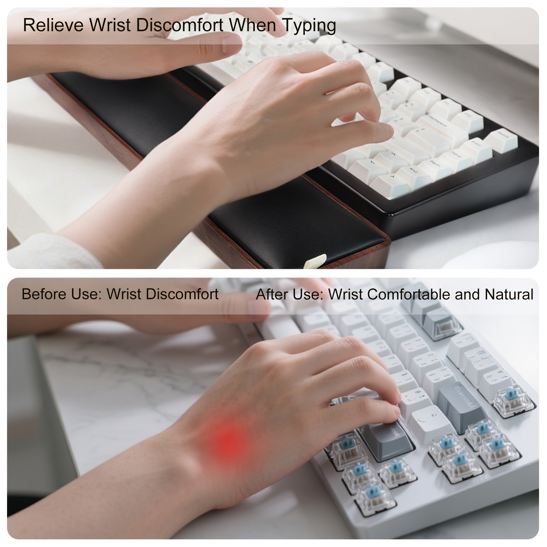 Ergonomic Wooden Keyboard Wris - Keyboard Wrist Pad Leather recension och pris