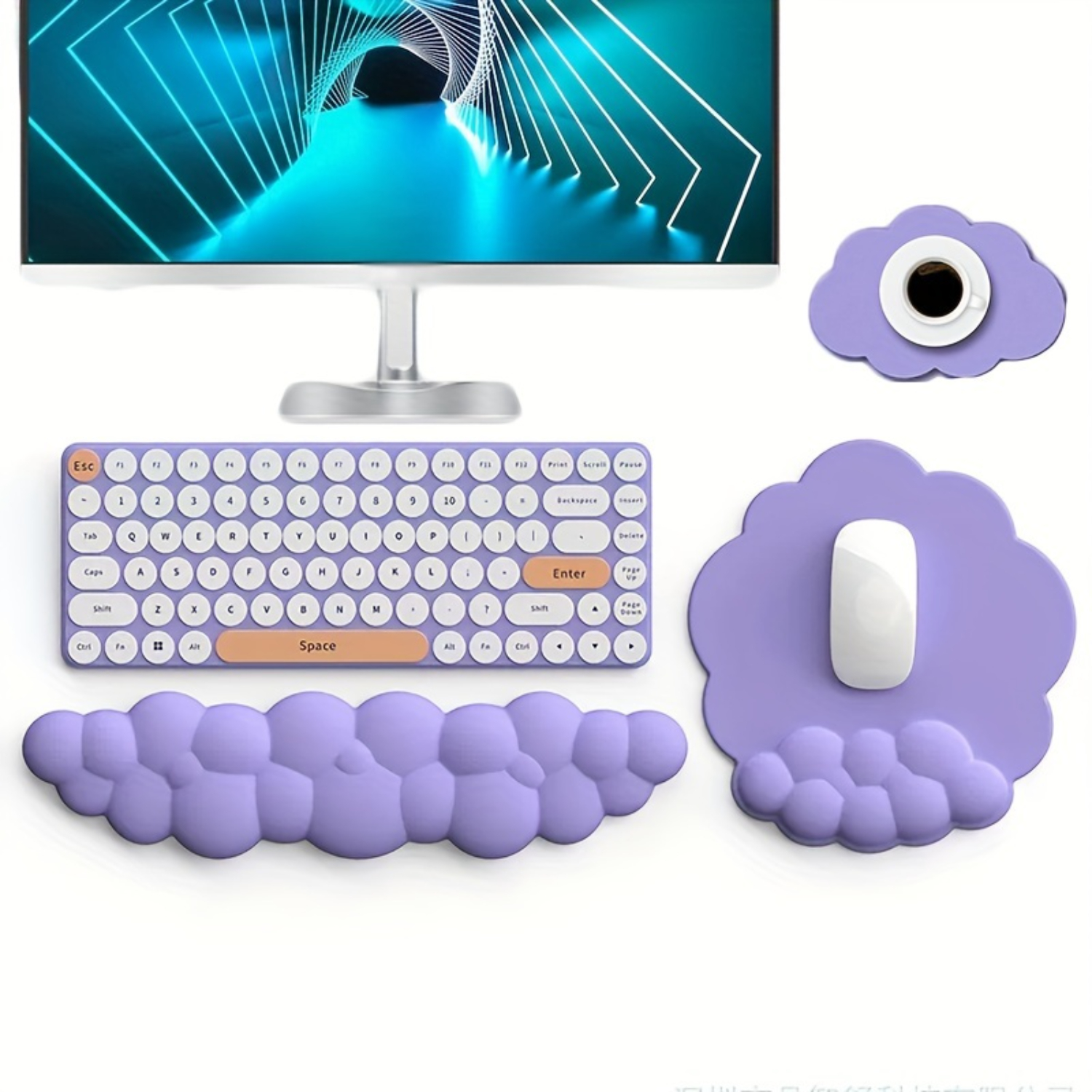 3-Piece Cloud-Shaped Mouse and - Keyboard Wrist Pad Leather recension och pris
