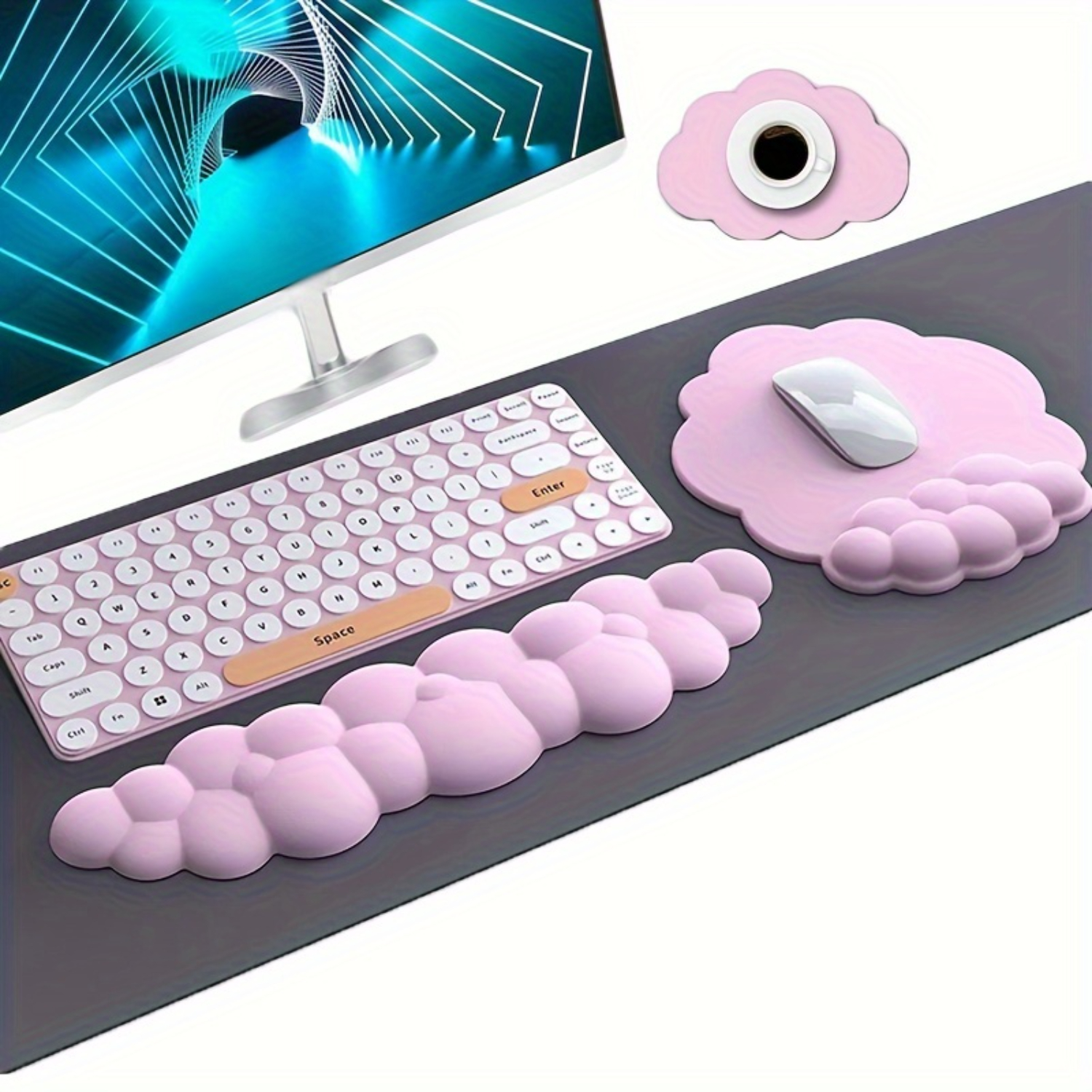 3-Piece Cloud-Shaped Mouse and - Keyboard Wrist Pad Leather recension och pris