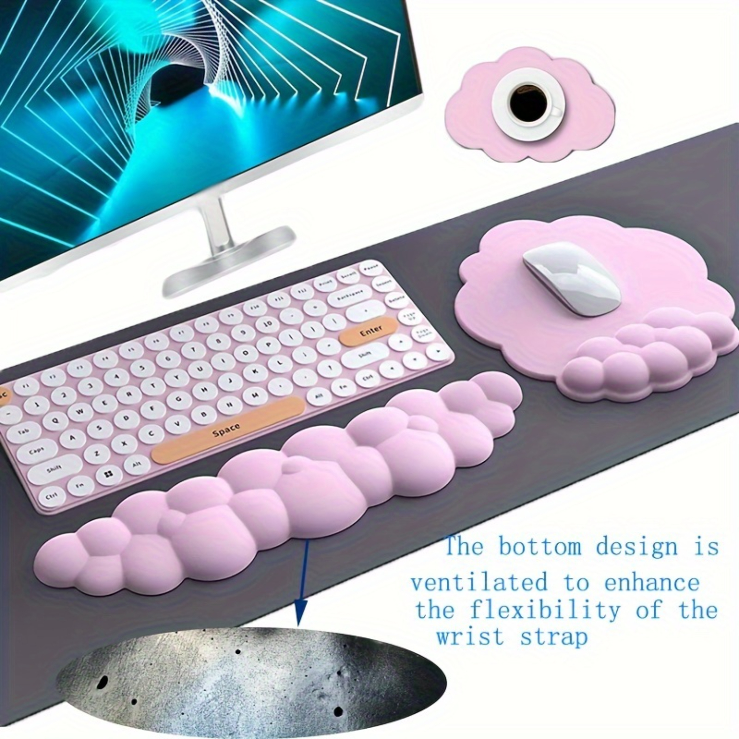3-Piece Cloud-Shaped Mouse and - Keyboard Wrist Pad Leather recension och pris