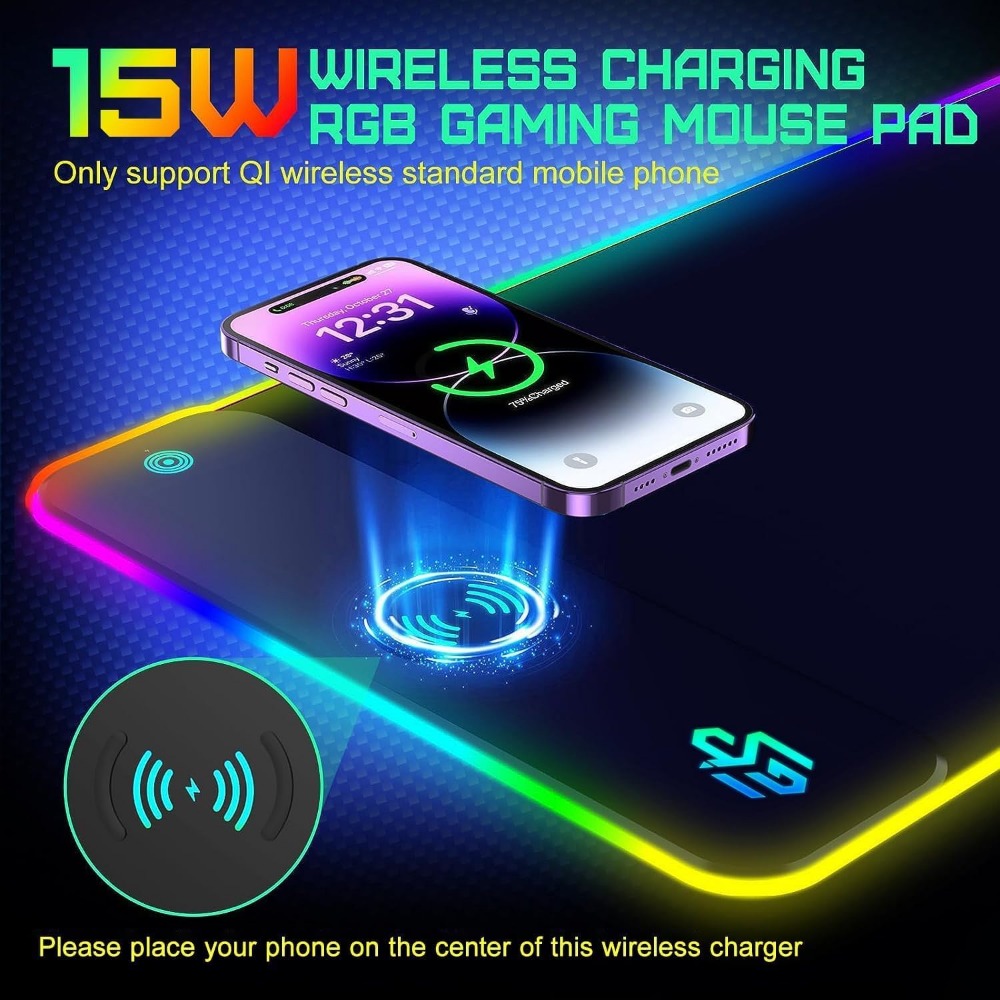 15W Wireless Charging RGB LED  - Mouse Charging Pad recension och pris