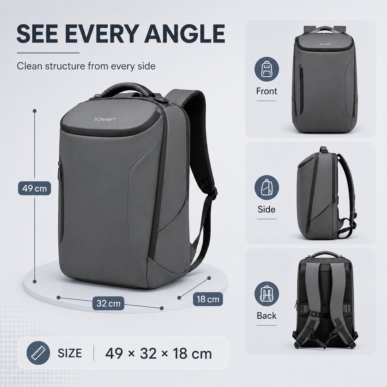 1pc Ergonomic Commute Backpack - Tech Accessories Travel recension och pris